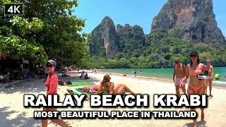 【🇹🇭 4K】Walking Railay beach Krabi Thailand  BEST Place in the World [upl. by Junina]