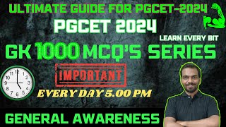 Crack PGCET 2024 Master General Awareness  GK 1000 MCQs Series pgcet2024 [upl. by Sloan807]