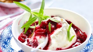 Recette  Dessert express  mousse de faisselle à la compote de cerises [upl. by Letnuahc]