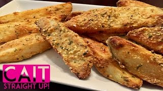 Baked Garlic Parmesan Potato Wedges Recipe  Cait Straight Up [upl. by Ialohcin]