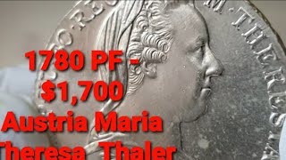 1700PF Rare Austria coin 1780 Austria Maria Theresa Thaler silver coin amp Value amp Grade table [upl. by Belva]