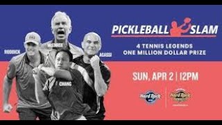 AgassiRoddick vs McEnroeChang  Tennis LEGENDS play pickleball  1 million Slam ESPN [upl. by Noirrad533]