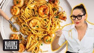 Spicy Garlic Shrimp Spaghetti  Marions Kitchen [upl. by Uhsoj]