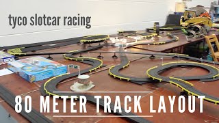 Tyco Slotcar Racing  80 Meter Track Layout [upl. by Ultima788]