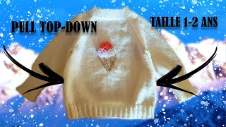 PULL TOPDOWN AUX AIGUILLES CIRCULAIRE 12ans sans couture de AZ  تريكو بطريقة دائرية وبدون خياطة [upl. by Amick628]