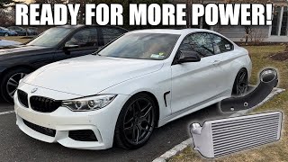 GETTING THE BMW 435i READY FOR STAGE 2 Installing a Charge Pipe and Intercooler huge headache [upl. by Trimble]