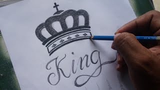 king for tattoo drawing วาดแบบสักลายម្កុដ្ឋhow to draw to tattoodrawing [upl. by Checani]