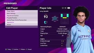 Pes 2020 Stats Leroy Sane FM to Pes [upl. by Lombardy377]