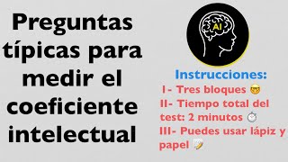 ¿Puedes responder este corto test de IQ y averiguar cuánto mide tu coeficiente intelectual  😳😲😅 [upl. by Ajssatan]