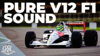 PURE SOUND  Ayrton Sennas V12 McLaren Mp46 F1 championship winner screams round Goodwood  78MM [upl. by Thanasi662]