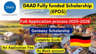 DAAD fully funded scholarshipGermanyApplication process 202425 MS PhD MBA full Guide EPOS [upl. by Beffrey]