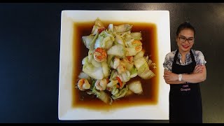 Chinese kool met garnalen ผัดผักกาดขาวใส่กุ้ง video 100 Thais eten in Nederland met Soepie [upl. by Aicilec287]