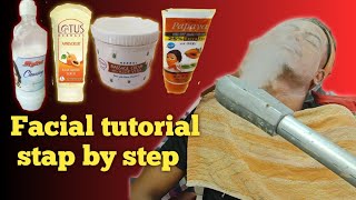 Facial tutorial stap by stepFacial at home stap by step [upl. by Notyap666]