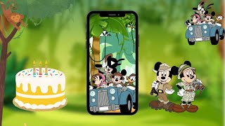 Mickey Safari Birthday Video Invitation  Customized Digital Video Invitations  Digital Invitations [upl. by Winfrid]