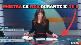 COSTANZA CALABRESE MOSTRA LA F1GA IN DIRETTA TV DURANTE IL TG5 SCONVOLGENTE [upl. by Nylesor47]