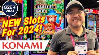 NEW Konami Slot Machines For 2024 Global Gaming Expo G2E 2023 at the Venetian in Las Vegas [upl. by Wanonah165]