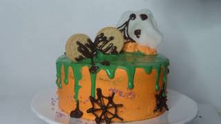 Halloween Themed Buttercream Cake Tutorial [upl. by Gnof]