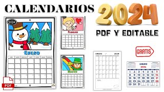 Calendario 2024 para imprimir gratis PDF Y EDITABLE [upl. by Nahk]