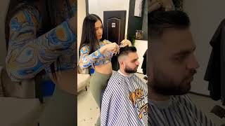 Hot Barberette Cutting Hair Who is Next [upl. by Noskcaj]