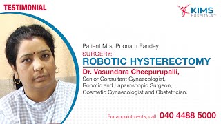 Robotic Hysterectomy Surgery by Dr Vasundara Cheepurupalli  KIMS Hospitals Secunderabad [upl. by Elehcir230]