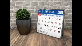 Free Download Printable Yearly Calendar 2024 CDR  123 calendar  2024 design coreldraw [upl. by Adarbil]