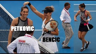 PETKOVIC vs BENCIC 🎾 European tennis players DANCING their way into the Australian Open [upl. by Ollehcram46]