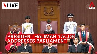 LIVE HD Singapore President Halimah Yacob addresses Parliament to outline governments priorities [upl. by Nosiddam]