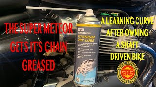 Greasing The Royal Enfield Super Meteor 650 Chain With Silkolene Titanium Dry Lube [upl. by Akerue]