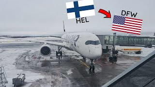 Trip Report  Finnair  Economy Class  Helsinki Vantaa  Dallas Fort Worth  Airbus A350900 [upl. by Hurwitz660]