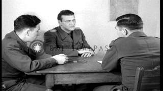 German Colonel Otto Skorzeny interrogated by a US Army captain in Germany discusHD Stock Footage [upl. by Manard]