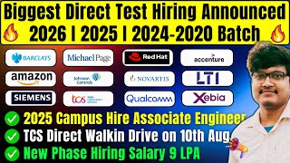 🔥12 Direct Test Hiring  New Phase Official Mass Hiring Announced  OFF Campus Drive 20262020 Batch [upl. by Nerraj]