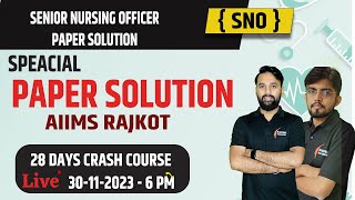 Senior Nursing Officer Exam 2024  SNO AIIMS  Paper solution  KIROSHA ACADEMY [upl. by Drazze]