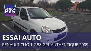 TEST  RENAULT CLIO 12 58 GPL AUTHENTIQUE 2009  FRANCE [upl. by Sheffield]