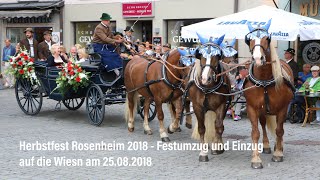 Herbstfest Rosenheim 2018  Festumzug und Einzug auf die Wiesn am 25082018 [upl. by Myrle322]