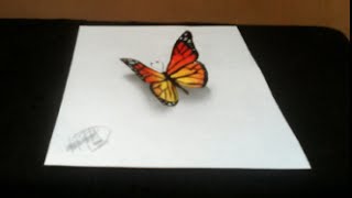 Dibujando una mariposa ilusión óptica  Drawing a butterfly 3D HD 60fps [upl. by Allred709]