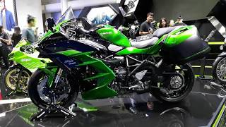 New Kawasaki Ninja H2 SX 2018 Green colour Bangkok International Motor Show 2018 [upl. by Ynahpets766]