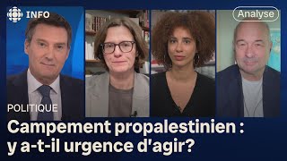 Panel politique  un campement propalestinien sinstalle à lUQAM [upl. by Linus61]