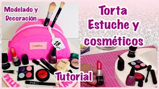 ESTUCHE Y COSMÉTICOS DE FONDANT CAKE  Tutorial modelado y decoración [upl. by Adamec]