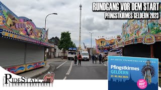 Pfingstkirmes Geldern 2023  Rundgang vor dem Start der größten Straßenkirmes am Niederrhein  POV [upl. by Antonina]