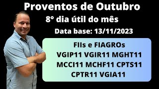 DI News Proventos do 8° dia útil VGIP11 VGIR11 MGHT11 MCCI11 MCHF11 CPTS11 CPTR11 VGIA11 [upl. by Mickie]