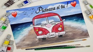 ☮️Pictez un Peisaj de Vara  Pictura Acrilica la Mare☮️ [upl. by Hsaniva]