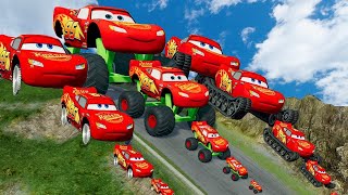 TRANSPORTING PIXAR CARS amp FRUITS WITH COLORED amp JOHN DEERE VS CLAAS VS TRACTORS  BeamNGdrive 983 [upl. by Cedell]