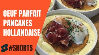 Oeuf parfait pancakes et hollandaise façon benedicte shorts [upl. by Nylauqcaj820]