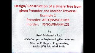 Design a Binary Tree from given Preorder and Inorder Traversal [upl. by Ninahs]