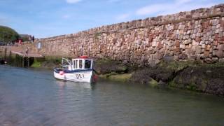 Lobster Boat Giselle Leaving Harbour St Andrews Fife Scotland [upl. by Hussey960]