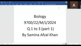 As level Biology Paper 22 May June 2024 Part 1 Q1 to 3 [upl. by Gage436]