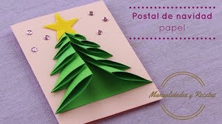 Manualidades de Navidad Tarjeta Navideña de papel rápida y fácil Manualidades y Recetas [upl. by Aremihc140]