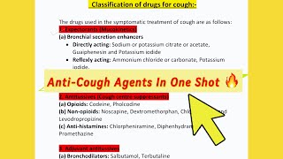 Expectorants and Antitussive Agents In One Shot  Drugs For Cough  Final Hour Revision [upl. by Kazimir]