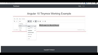 Angular 10 Tinymce Working Tutorial [upl. by Enyrehtak]