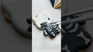 Skeleton Hello Kitty cookie💀 recipes and supplies linked in my bio cookiedecorating asmr [upl. by Sucul]